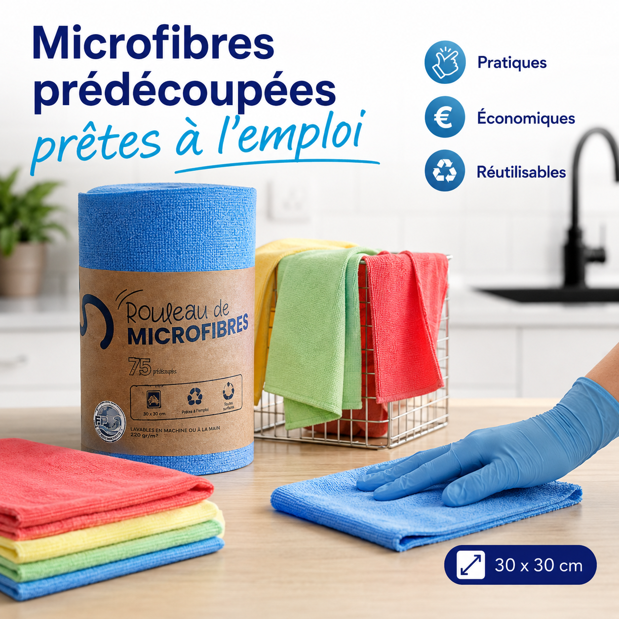 75 microbres (30 X30 cm) prédécoupées